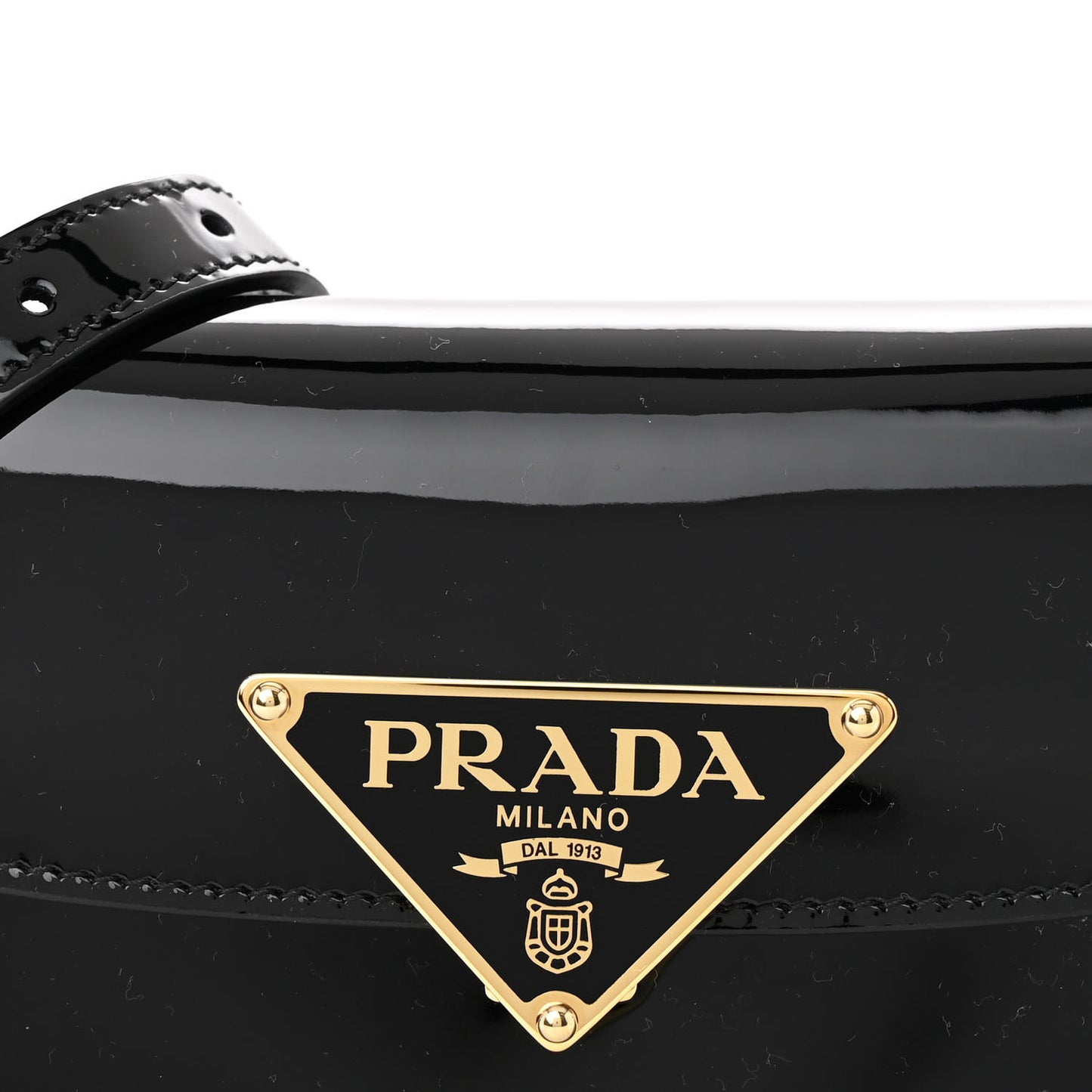 Vernice Triangle Logo Flap Adjustable Strap Shoulder Bag Black