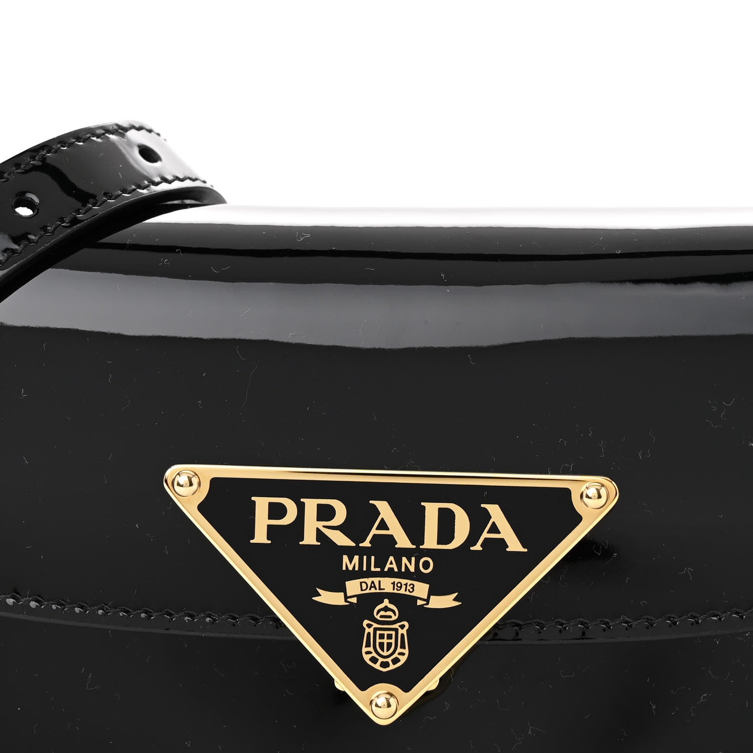 Prada Vernice Triangle Logo Flap Adjustable Strap Shoulder Bag Black 8 of 12