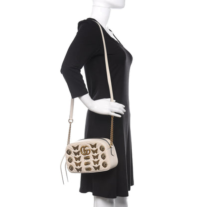 Gucci Calfskin Matelasse Animal Studs Small GG Marmont Chain Shoulder Bag White 2 of 10