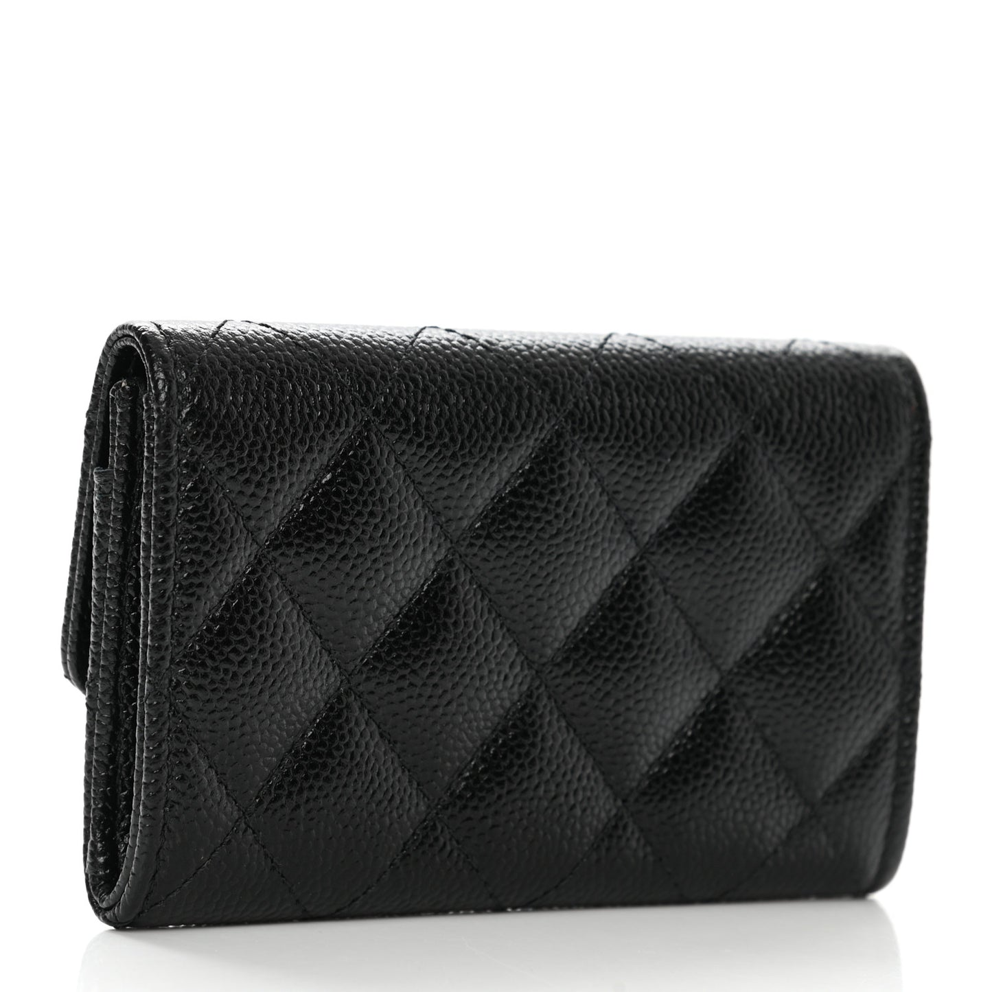 Caviar Quilted Chain CC Flap Card Holder Black