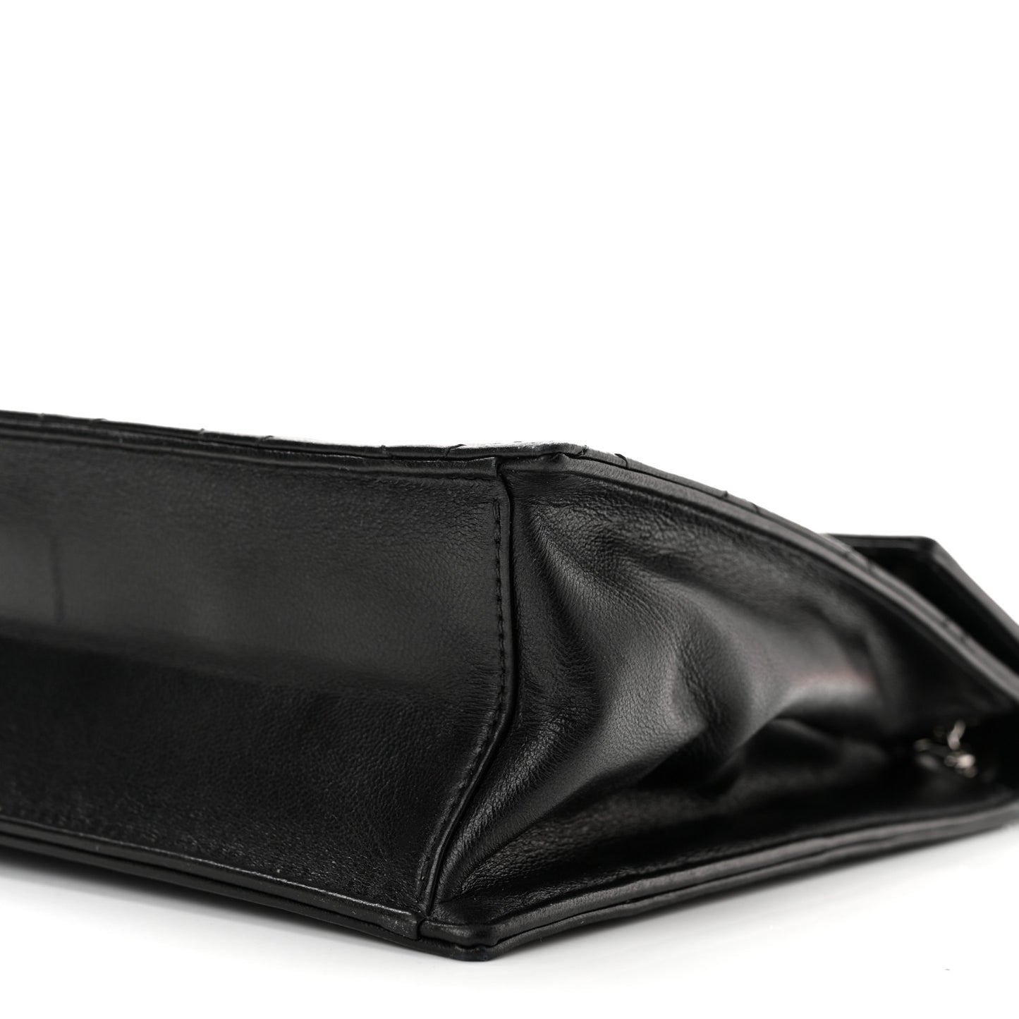 Lambskin Top Handle Logo Flap Black