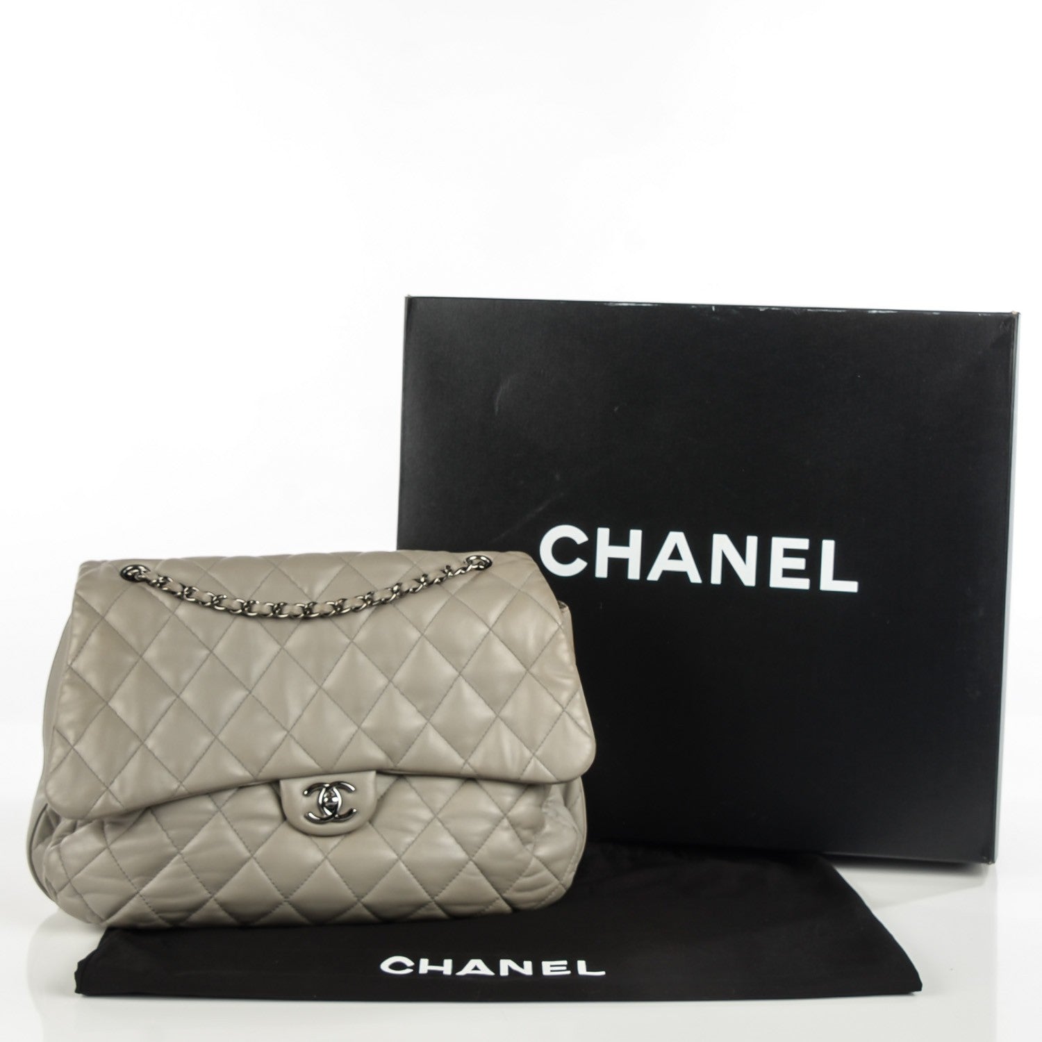 Chanel Lambskin Quilted 3 Maxi Flap Bag Grey 5 of 9