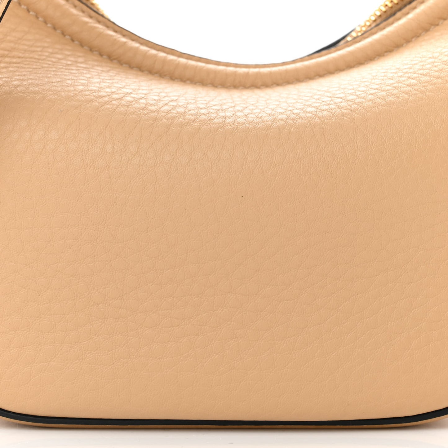 Grainy Calfskin Small Vlogo Moon Hobo Bag Cappuccino