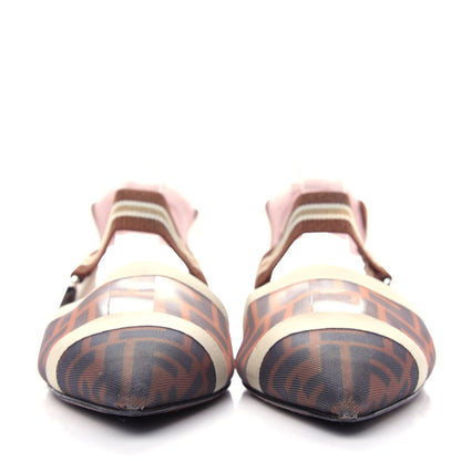 Fendi Technical Mesh FF Colibri Slingback Ballerina Flats 39 Tobacco Moro Camelia Beige Caramello 2 of 11
