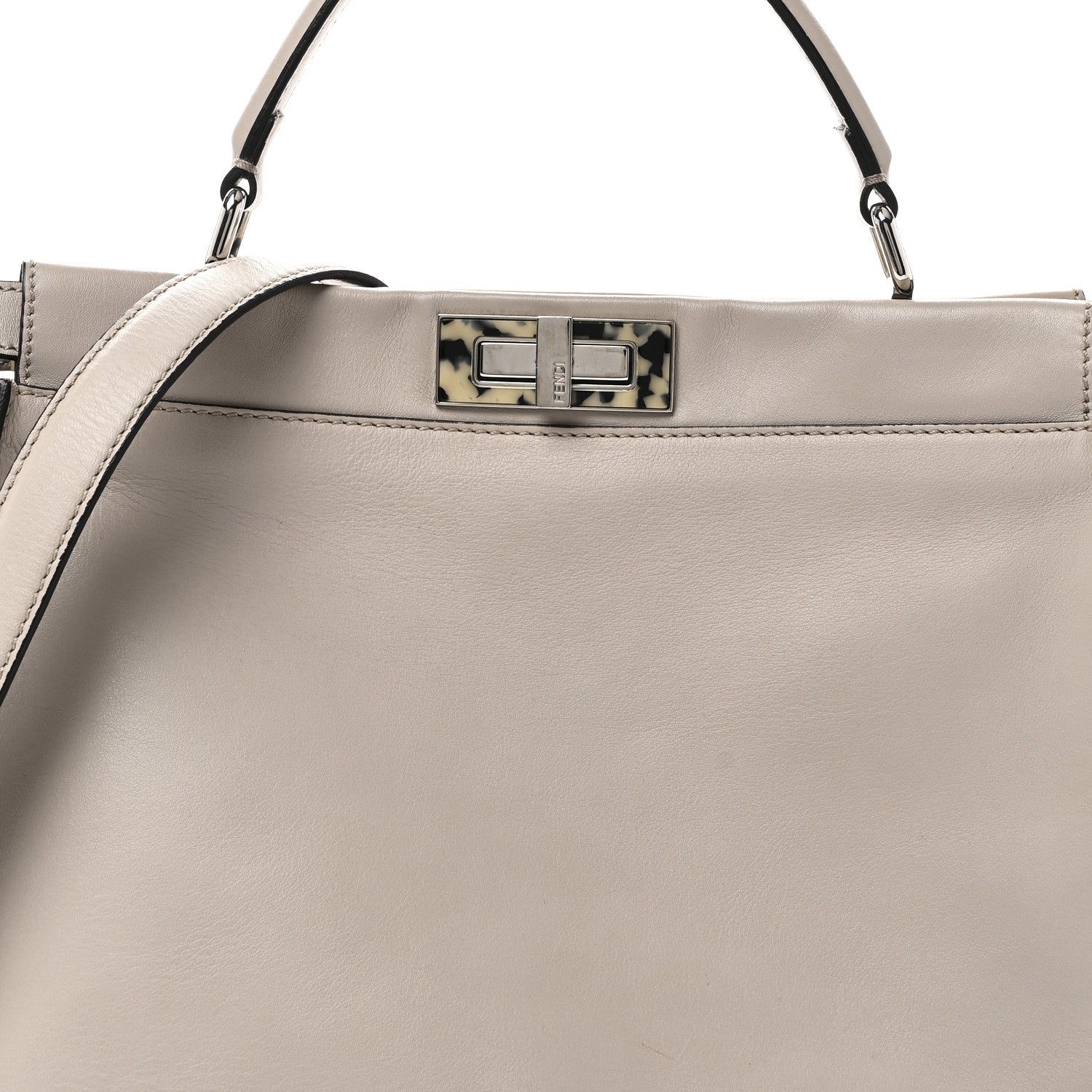 Fendi Vitello Seta Plexiglass Granite Large Peekaboo Iconic Satchel Polvere 7 of 10