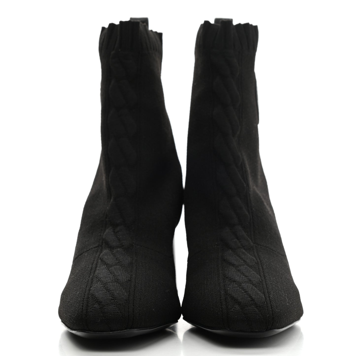 Knit Calfskin Volver Ankle Boots 37.5 Black