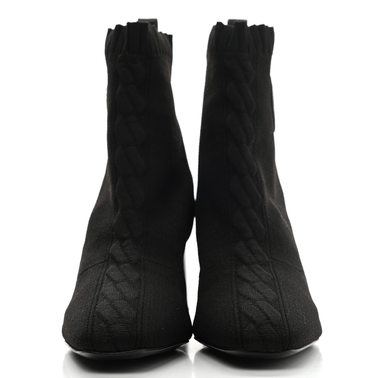 Hermes Knit Calfskin Volver Ankle Boots 37.5 Black 2 of 8