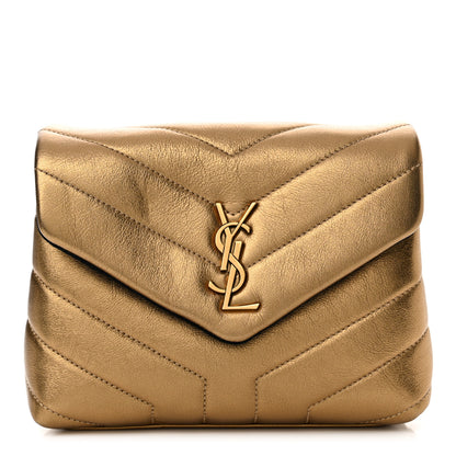 Saint Laurent Metallic Calfskin Y Quilted Monogram Toy Loulou Crossbody Bag Gold 1 of 11