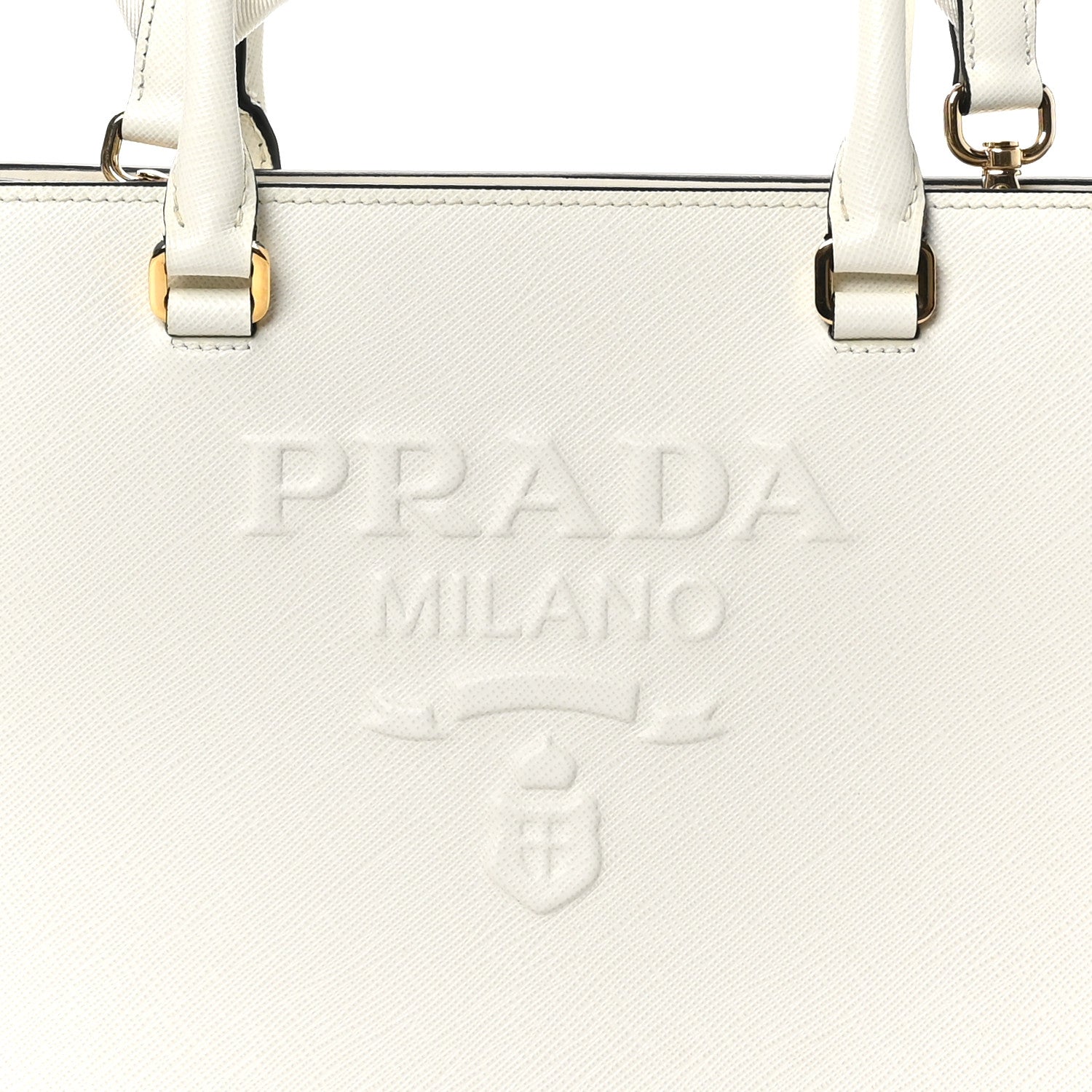 Prada Saffiano Lux Logo Embossed Medium Shoulder Tote Handbag
