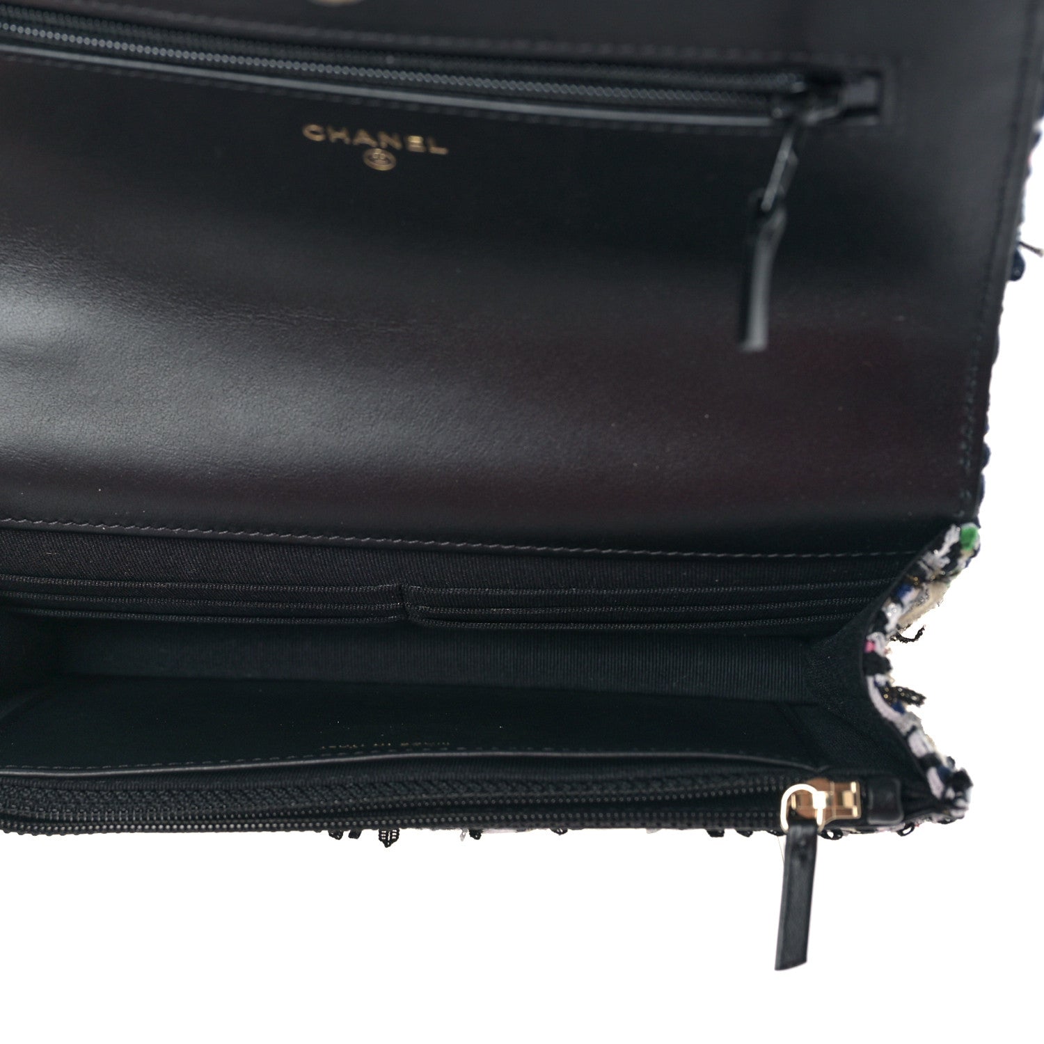 Chanel Tweed Quilted Chanel 19 Wallet On Chain WOC Black White Multicolor 5 of 10