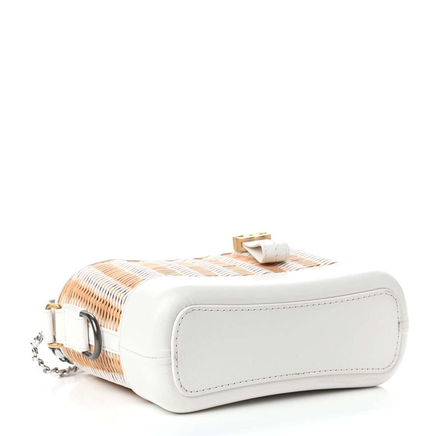 Rattan Calfskin Small Gabrielle Hobo Beige Ivory