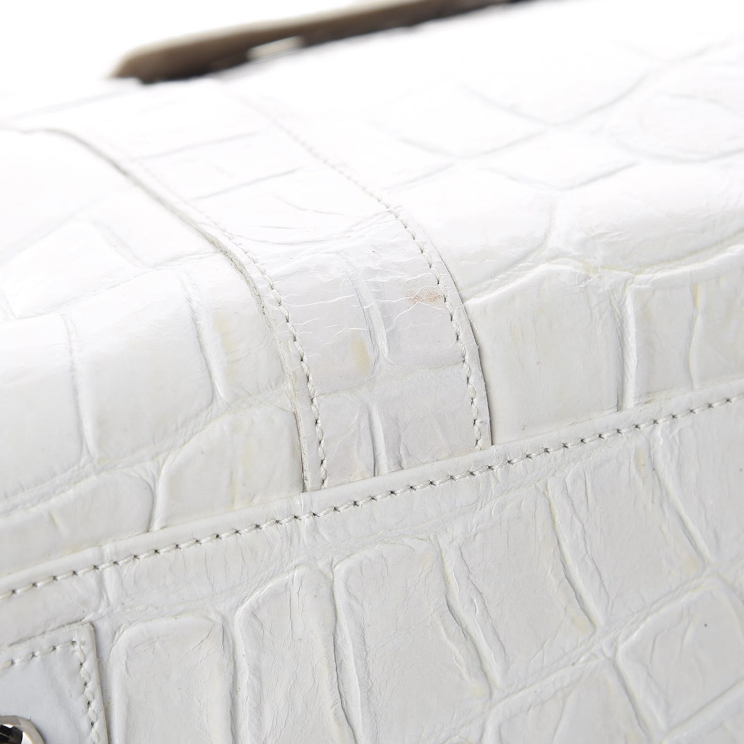 Calfskin Crocodile Embossed Bayswater White