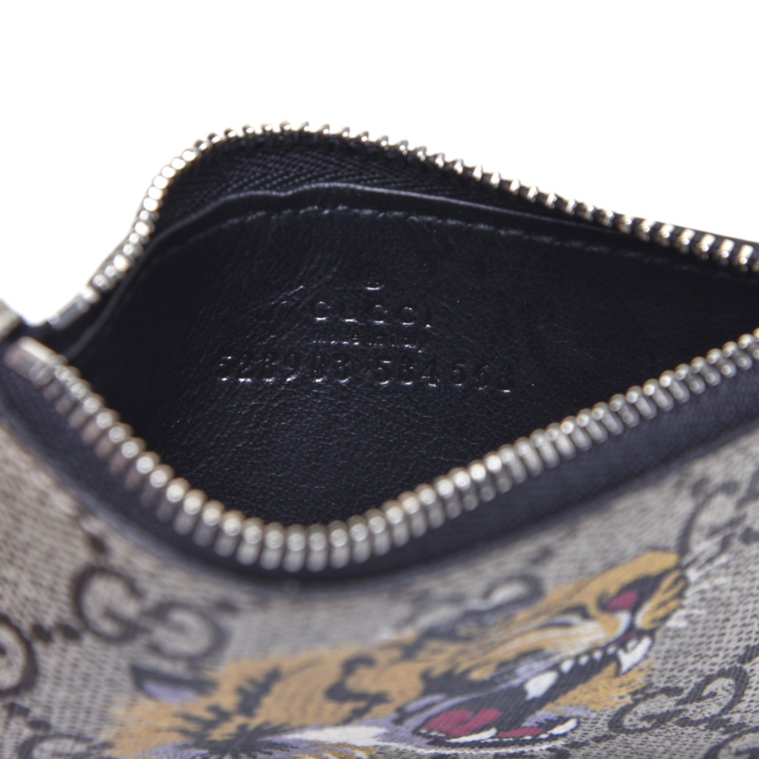 Gucci GG Supreme Monogram Tiger Print Lanyard Coin Case Card Holder 6 of 7