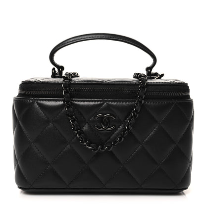 Chanel Lambskin Quilted Small Top Handle Vanity Case With Chain So Black 1 of 13