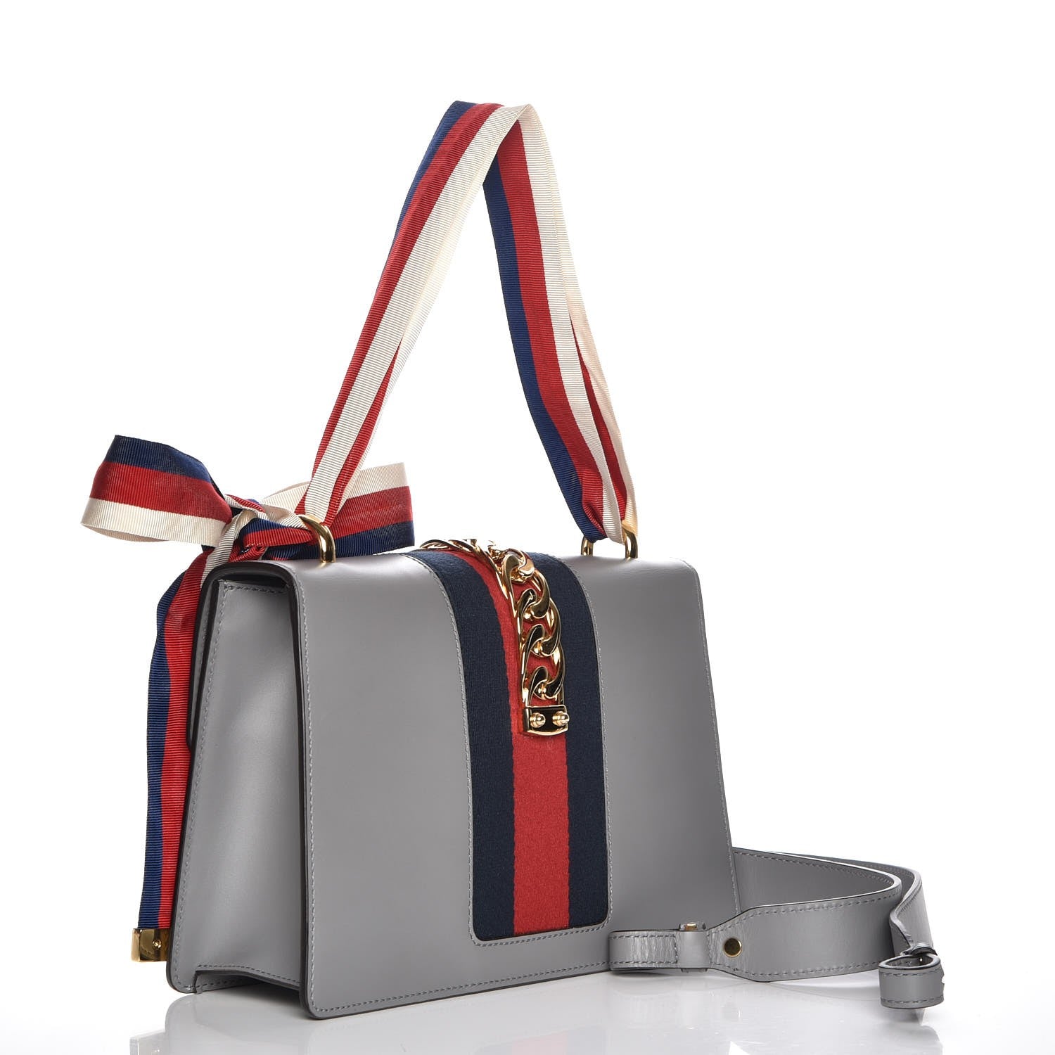 Gucci Calfskin Small Sylvie Shoulder Bag Deep Grey 4 of 9