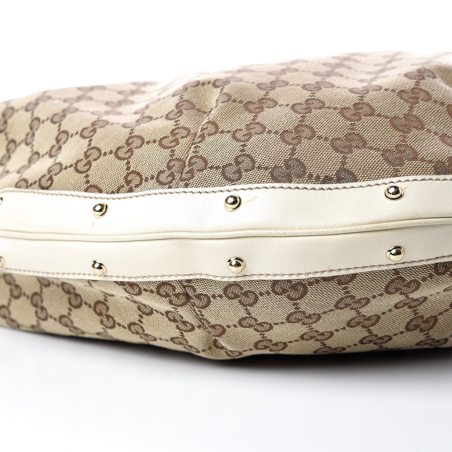 Monogram Large Biba Studded Hobo Off White