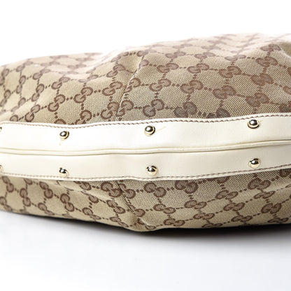 Gucci Monogram Large Biba Studded Hobo Off White 5 of 22