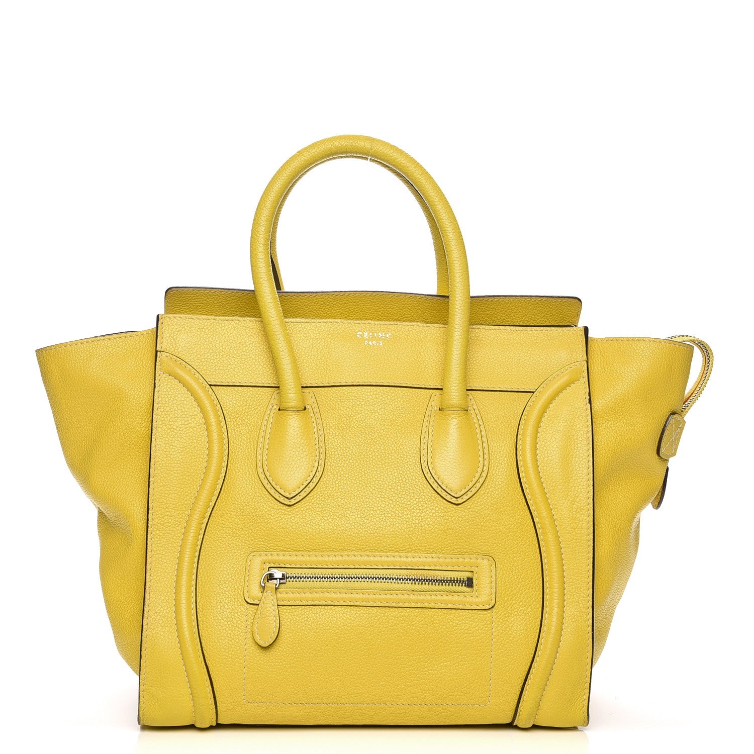 Celine Drummed Calfskin Mini Luggage Citron 1 of 7