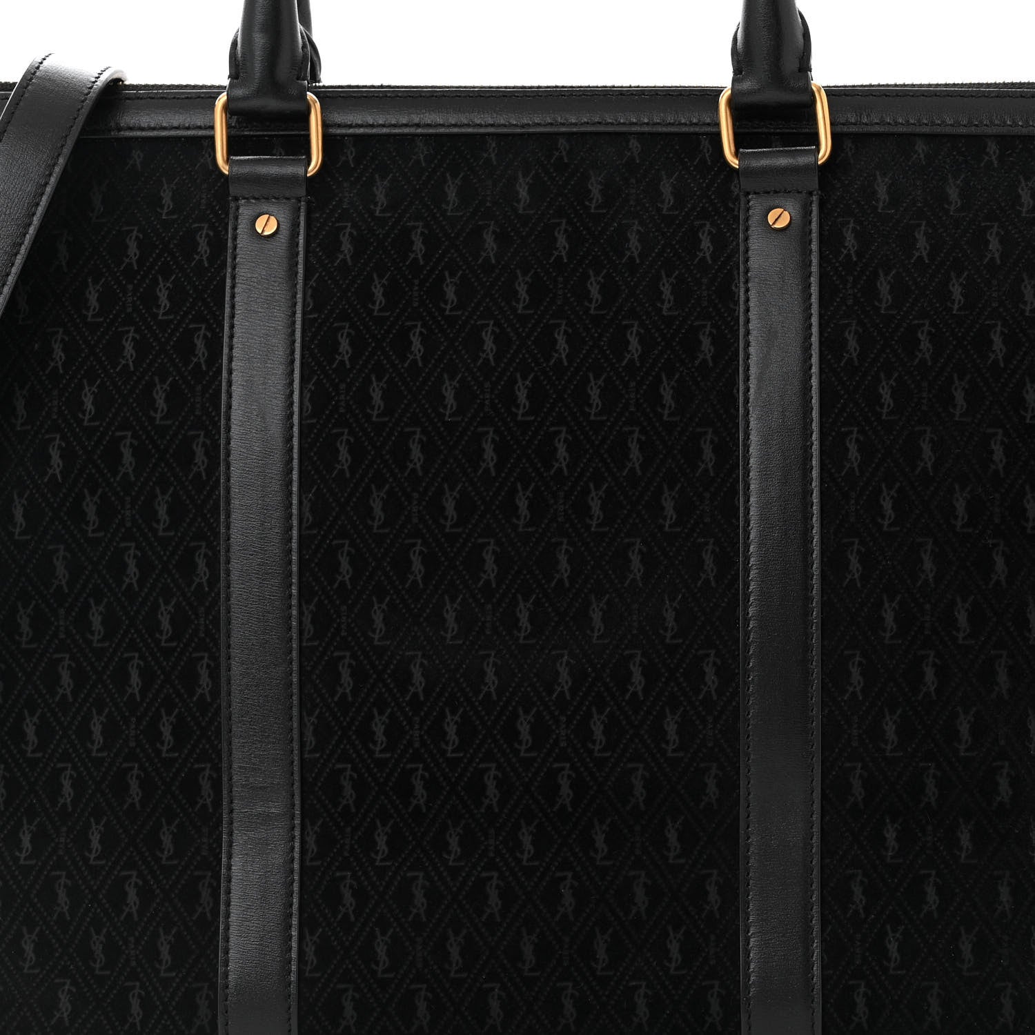 Saint Laurent Suede All-Over Monogram Medium Le Monogramme Duffle Black 8 of 11