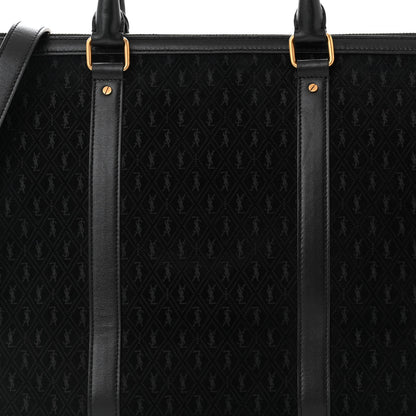 Saint Laurent Suede All-Over Monogram Medium Le Monogramme Duffle Black 8 of 11