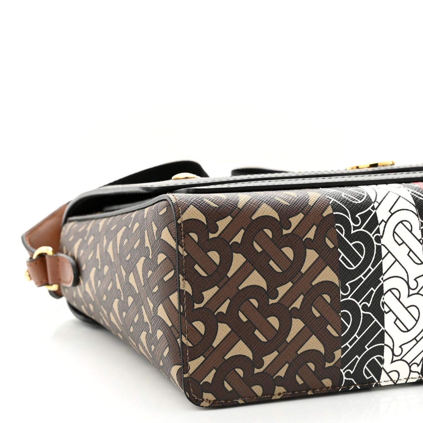 E-Canvas Monogram Stripe Note Crossbody Bag Bridle Brown
