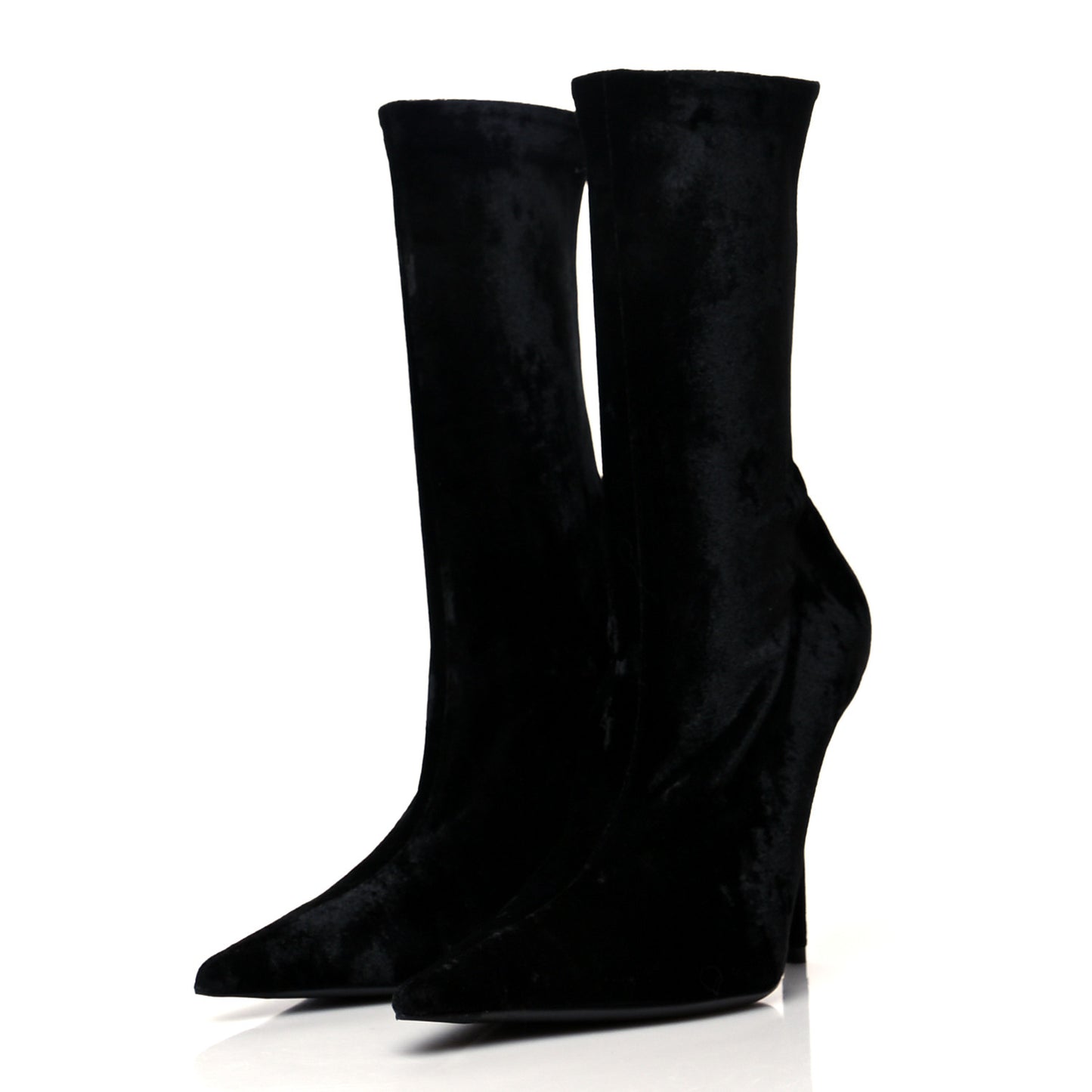 Velvet Spandex Extreme Pointed Toe Knife Ankle Boots 39 Black