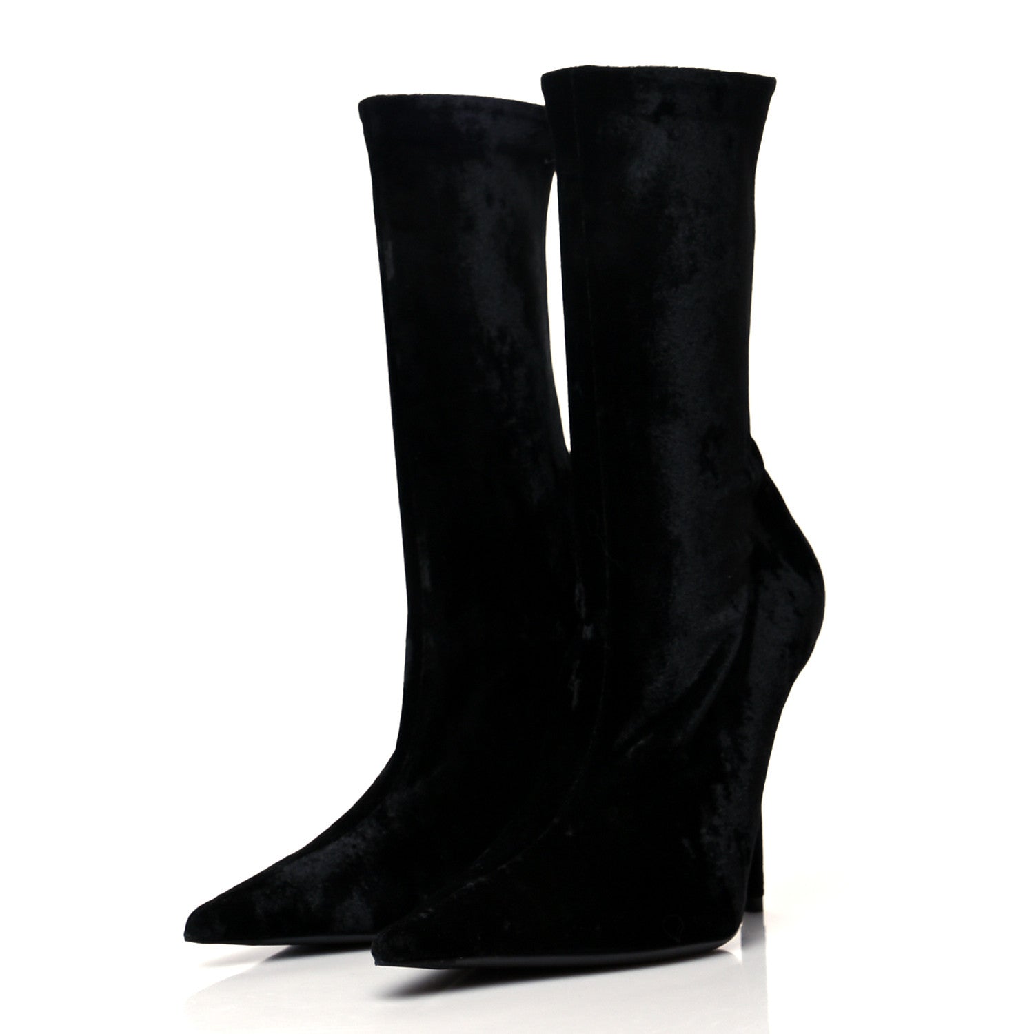 Balenciaga Velvet Spandex Extreme Pointed Toe Knife Ankle Boots 39 Black 3 of 6