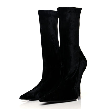Balenciaga Velvet Spandex Extreme Pointed Toe Knife Ankle Boots 39 Black 3 of 6