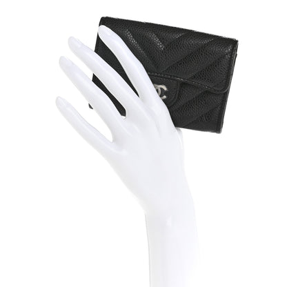 Chanel Caviar Chevron Quilted Flap Card Holder Black 2 of 8
