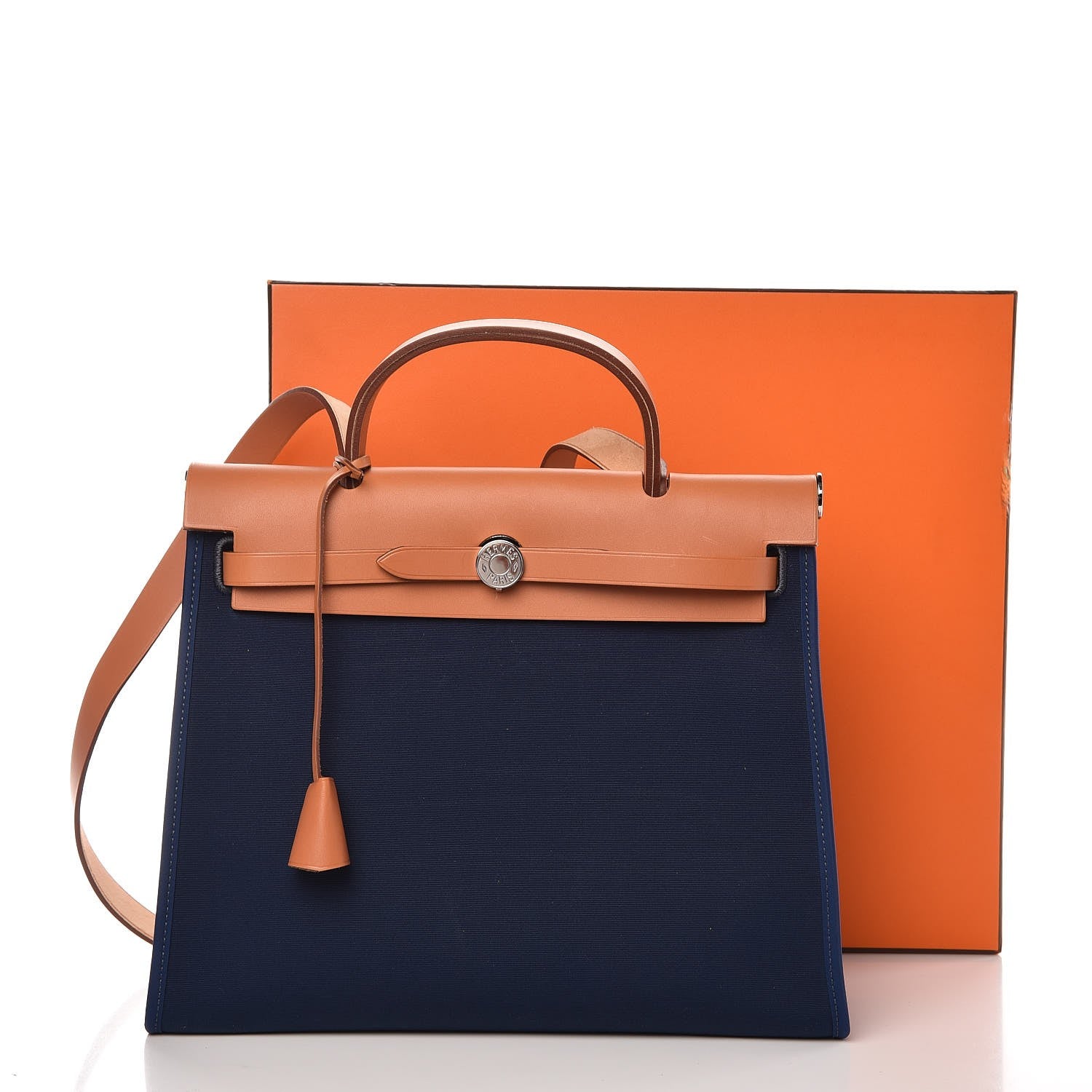Hermes Vache Hunter Toile Herbag Zip 31 PM Bleu De Malte 9 of 9