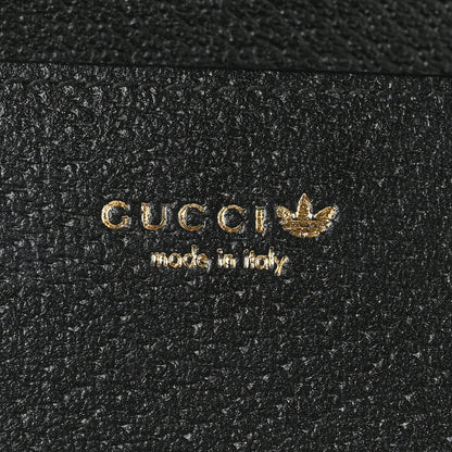 Gucci X ADIDAS Monogram Textured Dollar Calfskin Trefoil Embossed Wallet On Chain Hibiscus Red Off White Black 6 of 11