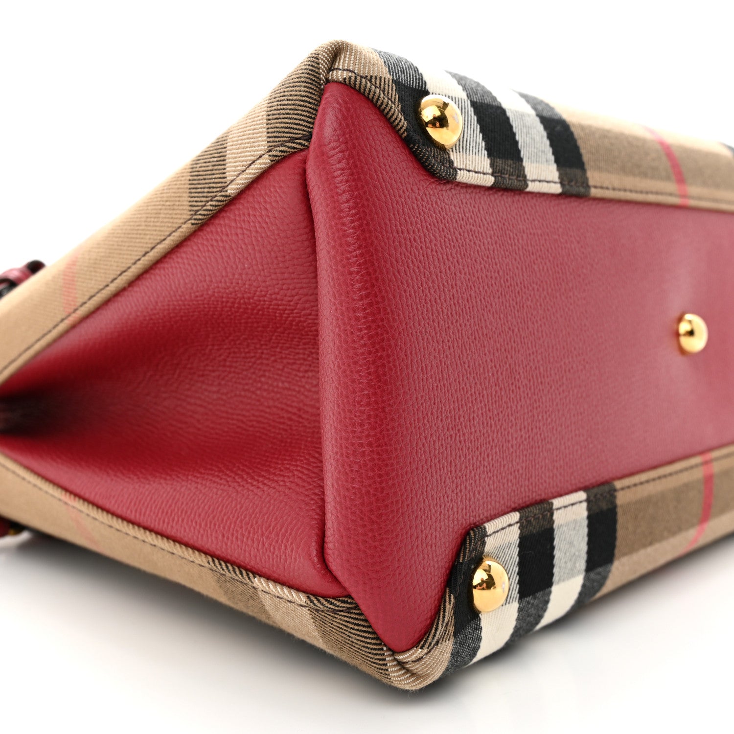 Burberry House Check Grainy Calfskin Medium Banner Tote Russet Red 10 of 12