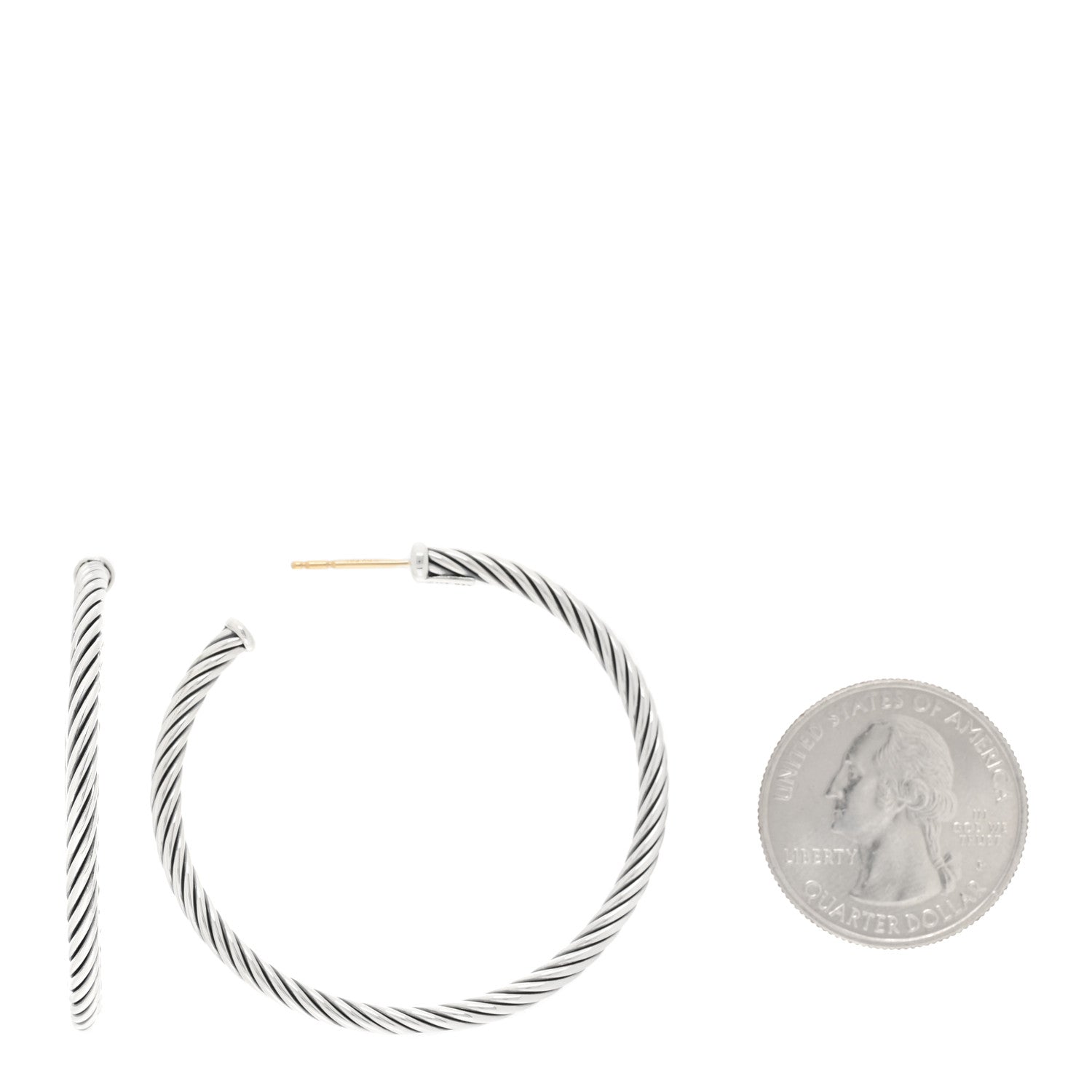 David Yurman Sterling Silver Medium Cable Classics Hoop Earrings 2 of 4