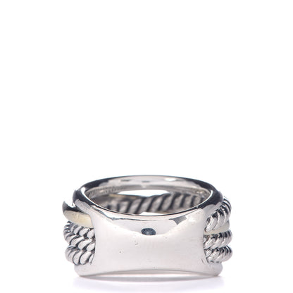 David Yurman Sterling Silver 14K Yellow Gold Narrow Crossover Ring 52 6 3 of 4