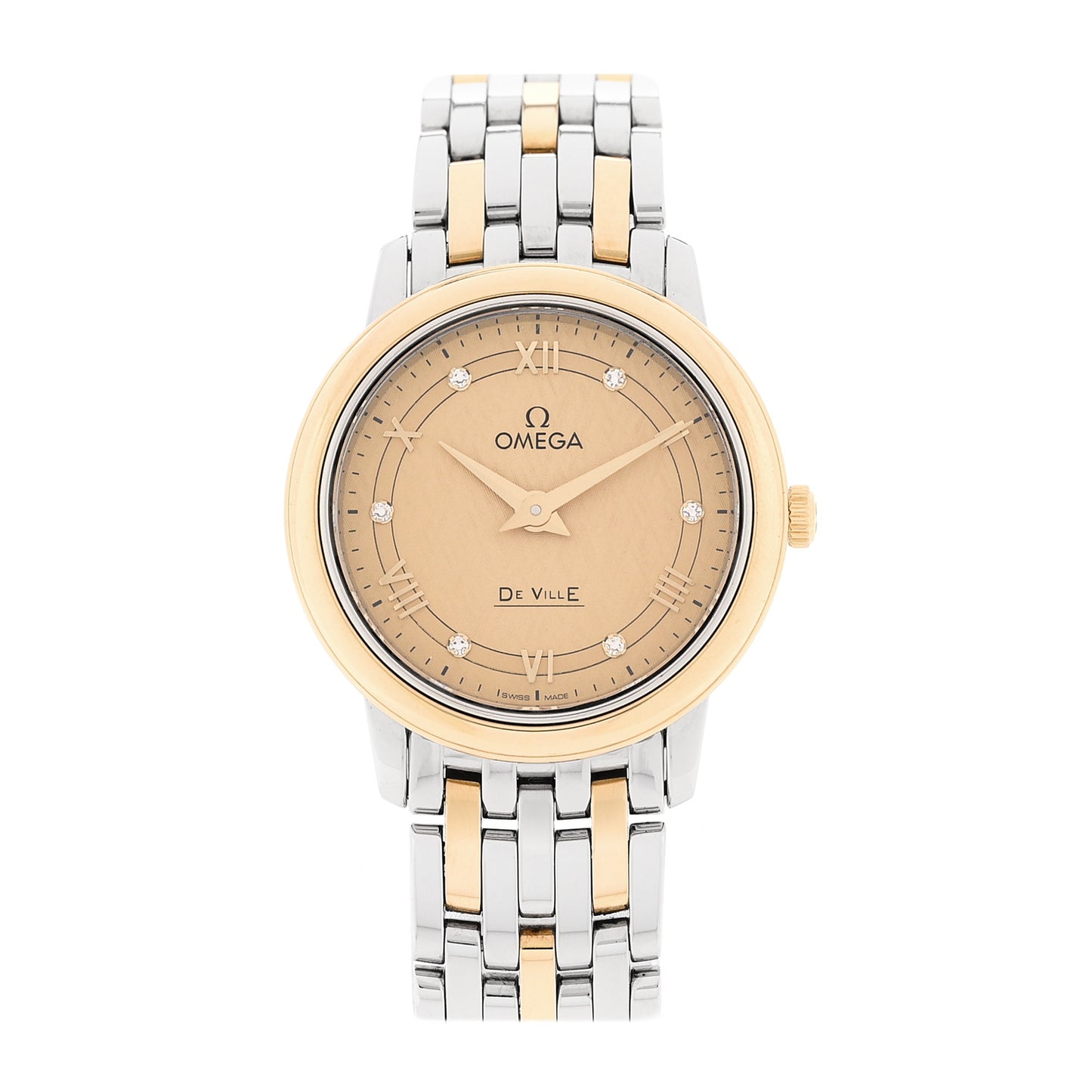 Stainless Steel 18K Red Gold 27mm De Ville Prestige Quartz Watch Champagne 424.20.27.60.52.003