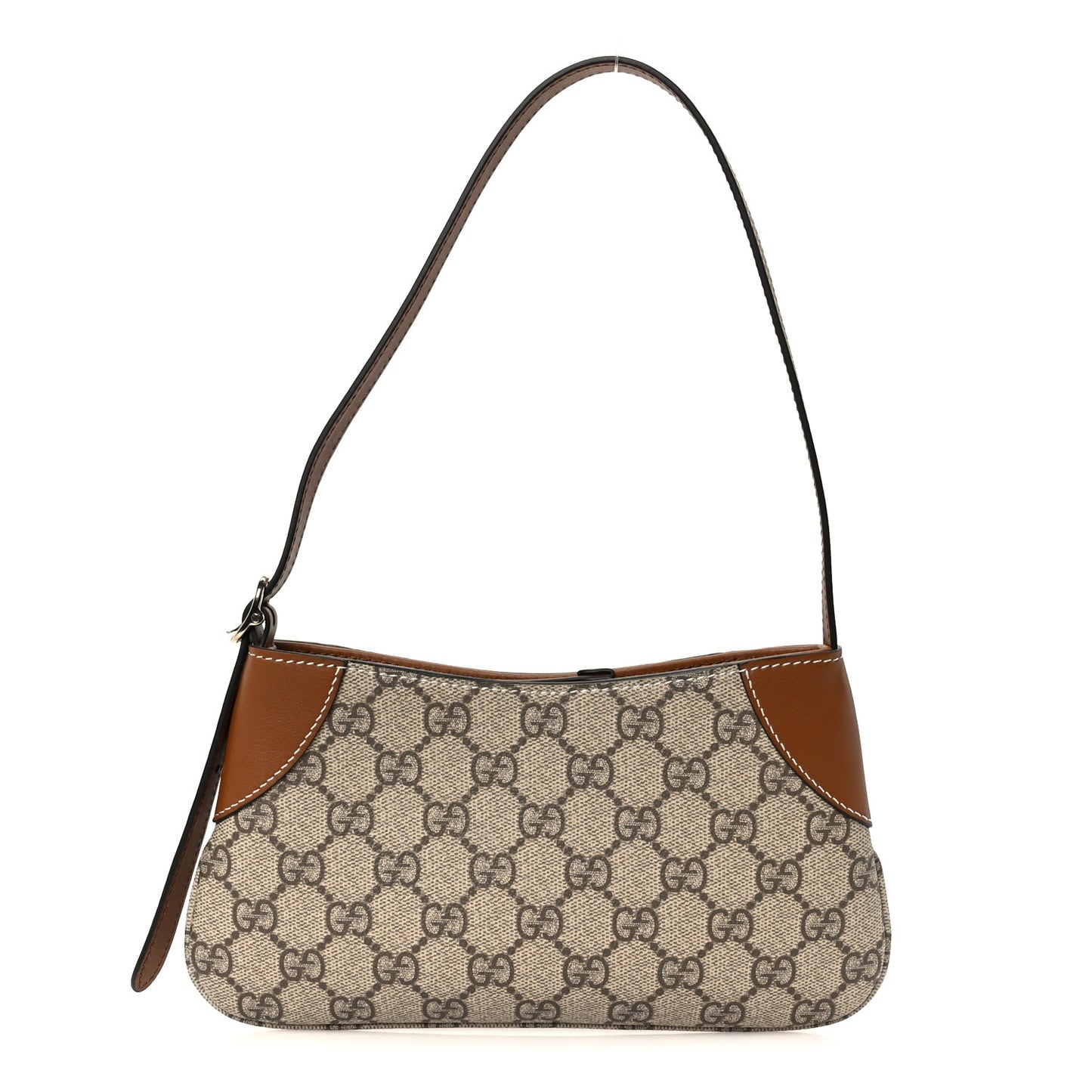 GG Monogram Calfskin Small Emblem Shoulder Bag Beige Dark Brown