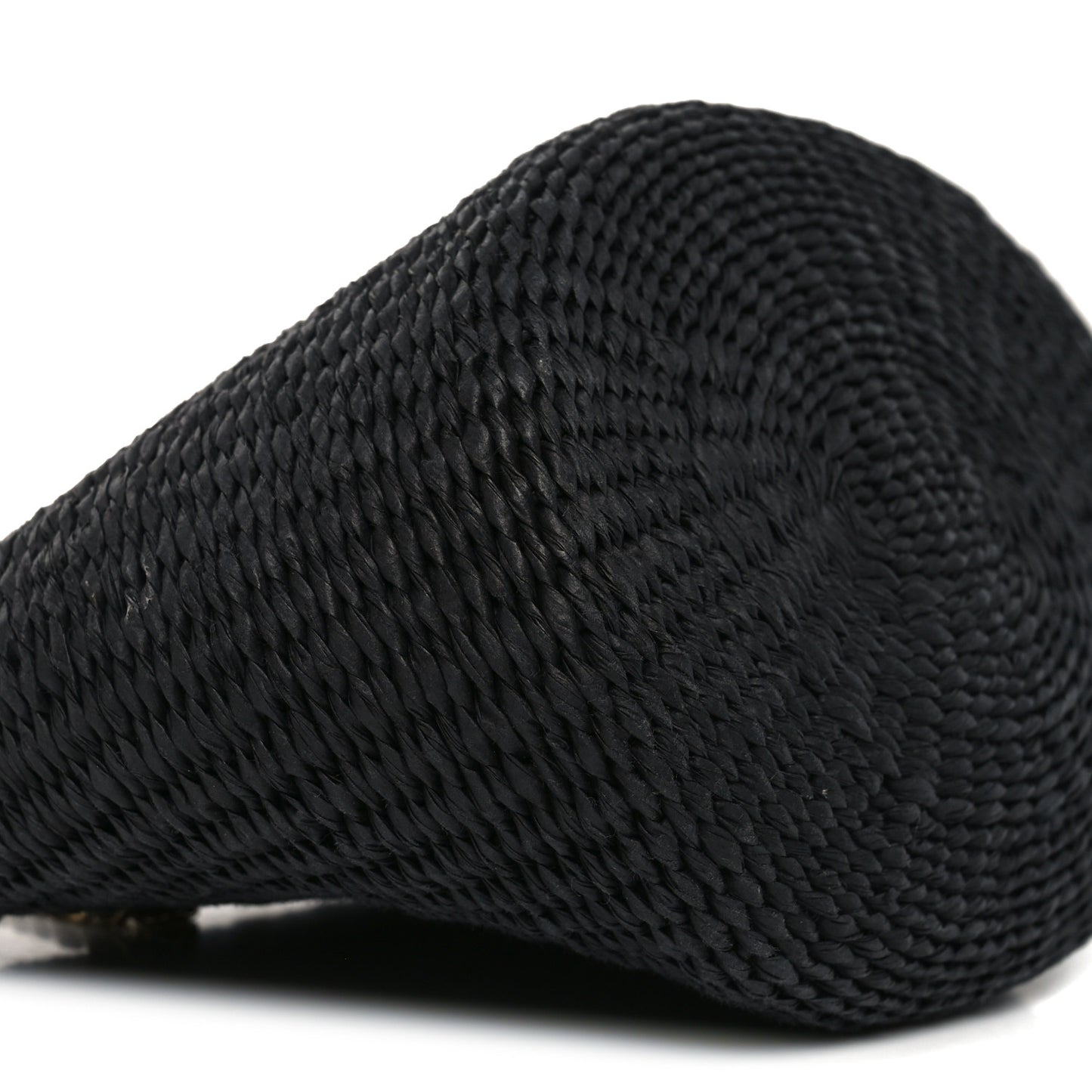 X MIFUKO Raffia Calfskin Mini Chain Basket Black