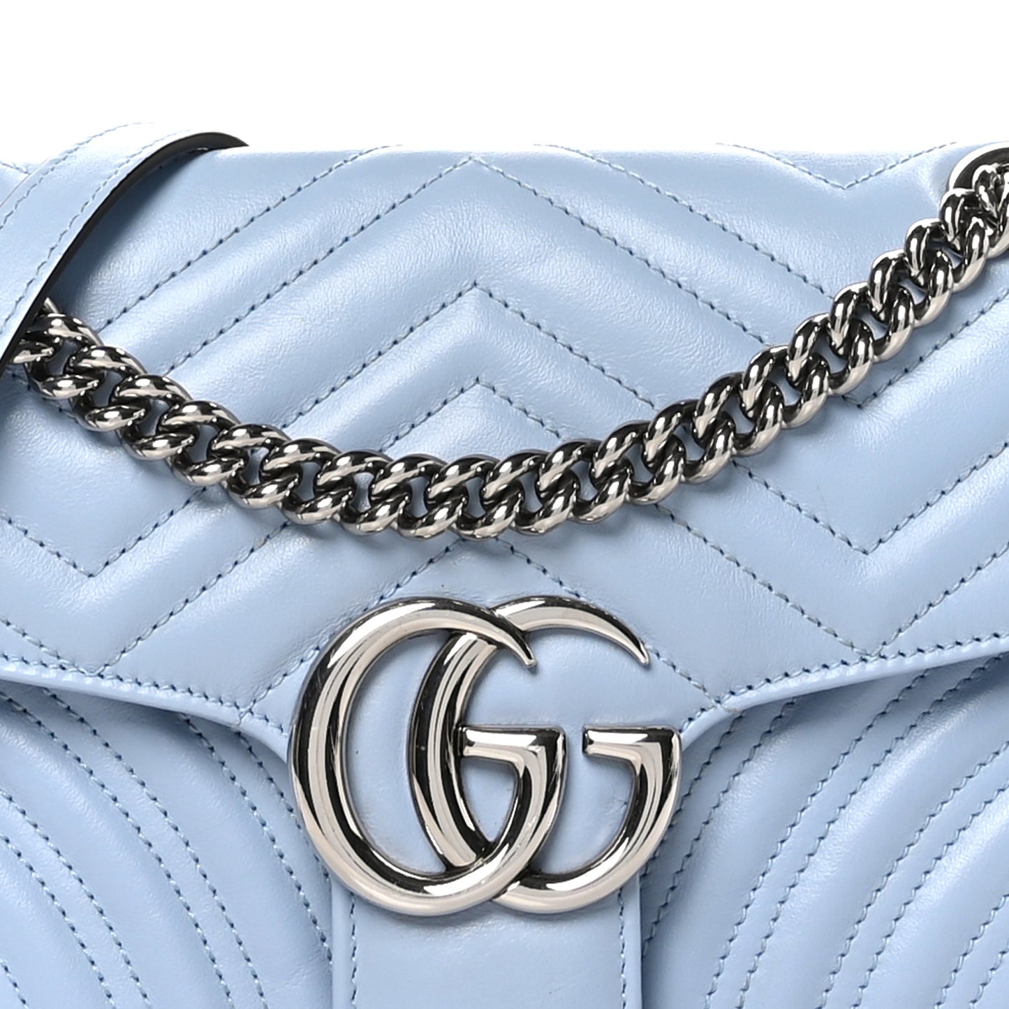 Calfskin Matelasse Small GG Marmont Shoulder Bag Porcelain Light Blue