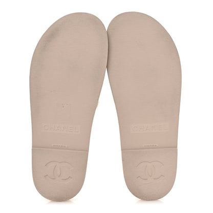 Chanel Fabric Pearl Cork CC Slip On Sandals 40 Pink 6 of 11