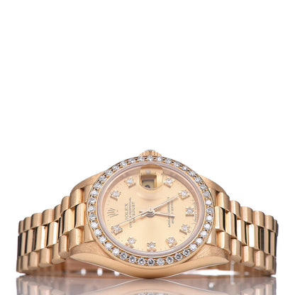 Rolex 18K Yellow Gold Diamond 26mm Datejust President Watch Champagne 69138 3 of 6