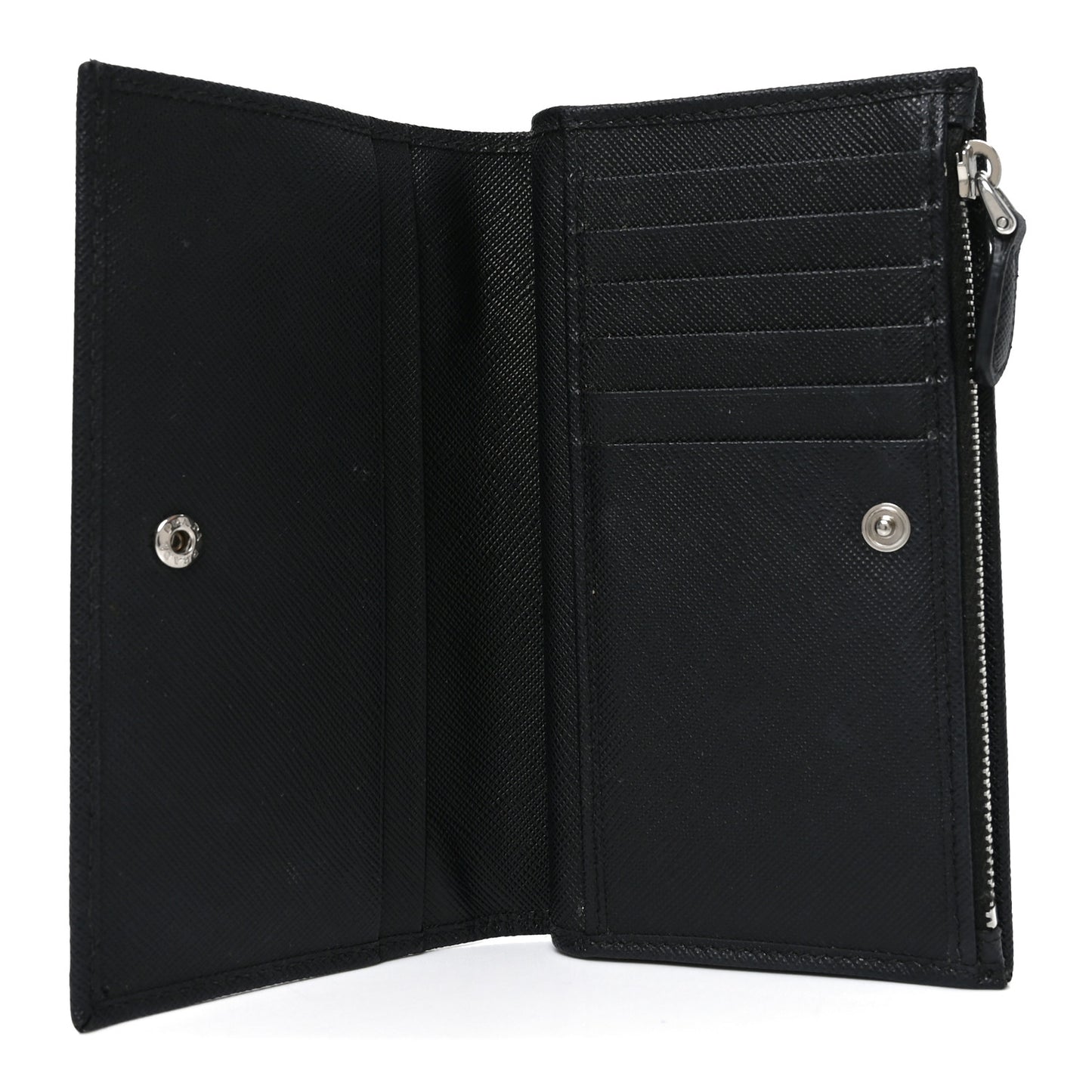 Saffiano Triangle Continental Zip Wallet Black