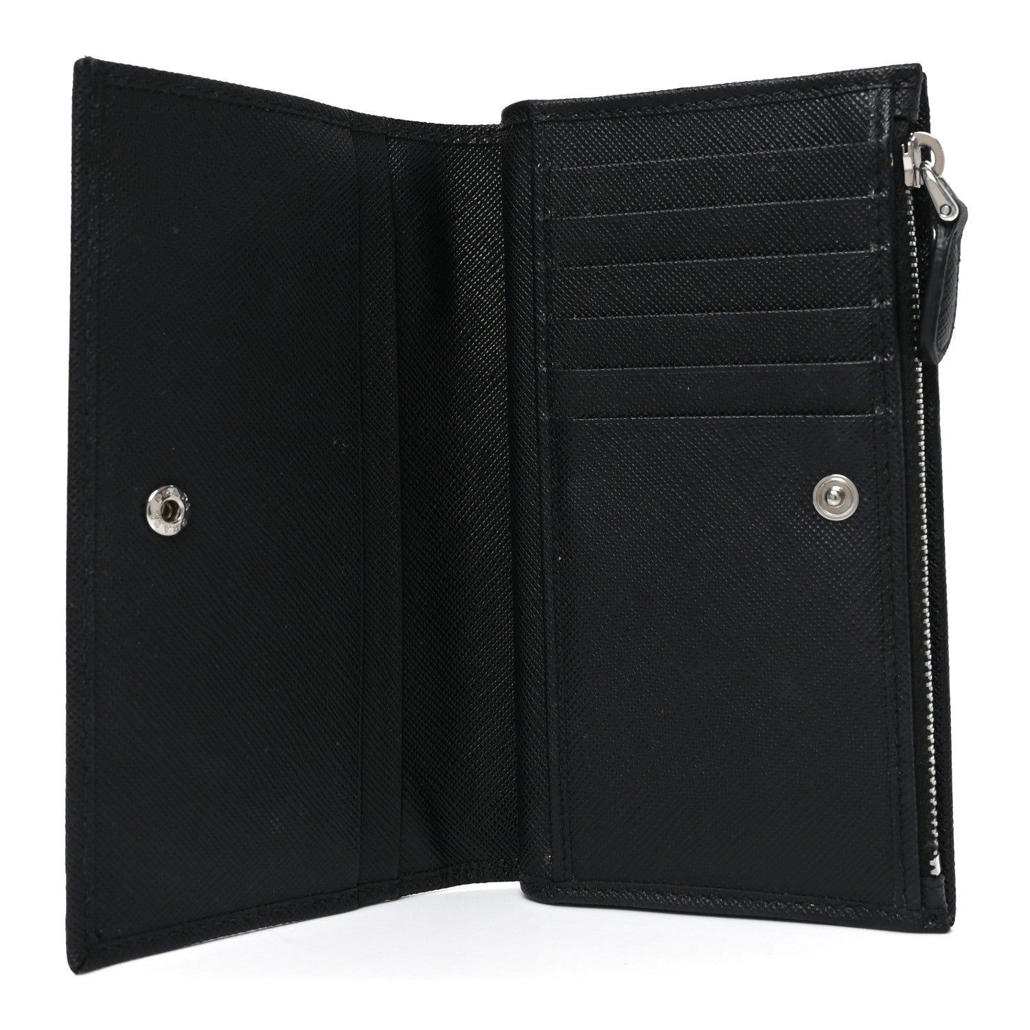 Prada Saffiano Triangle Continental Zip Wallet Black 5 of 8