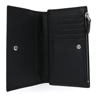 Prada Saffiano Triangle Continental Zip Wallet Black 5 of 8