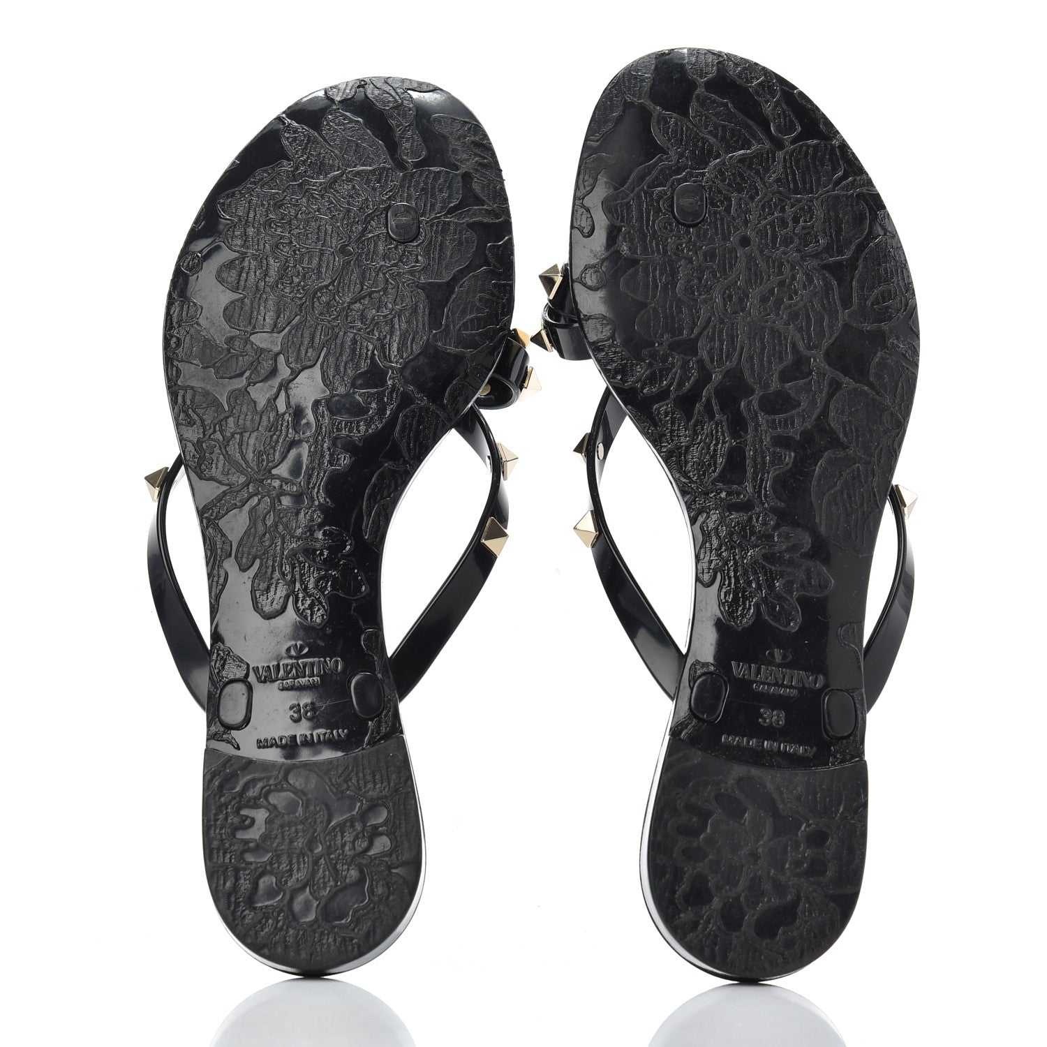 Valentino Garavani PVC Jelly Rockstud Bow Thong Sandals 38 Black 5 of 13
