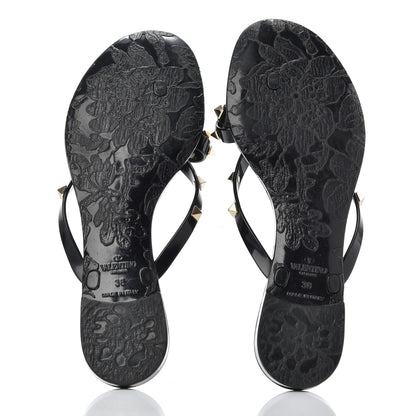Valentino Garavani PVC Jelly Rockstud Bow Thong Sandals 38 Black 5 of 13