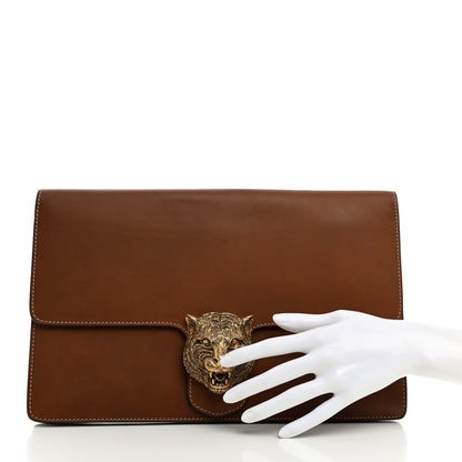 Gucci Calfskin Animalier Clutch Brown 2 of 7