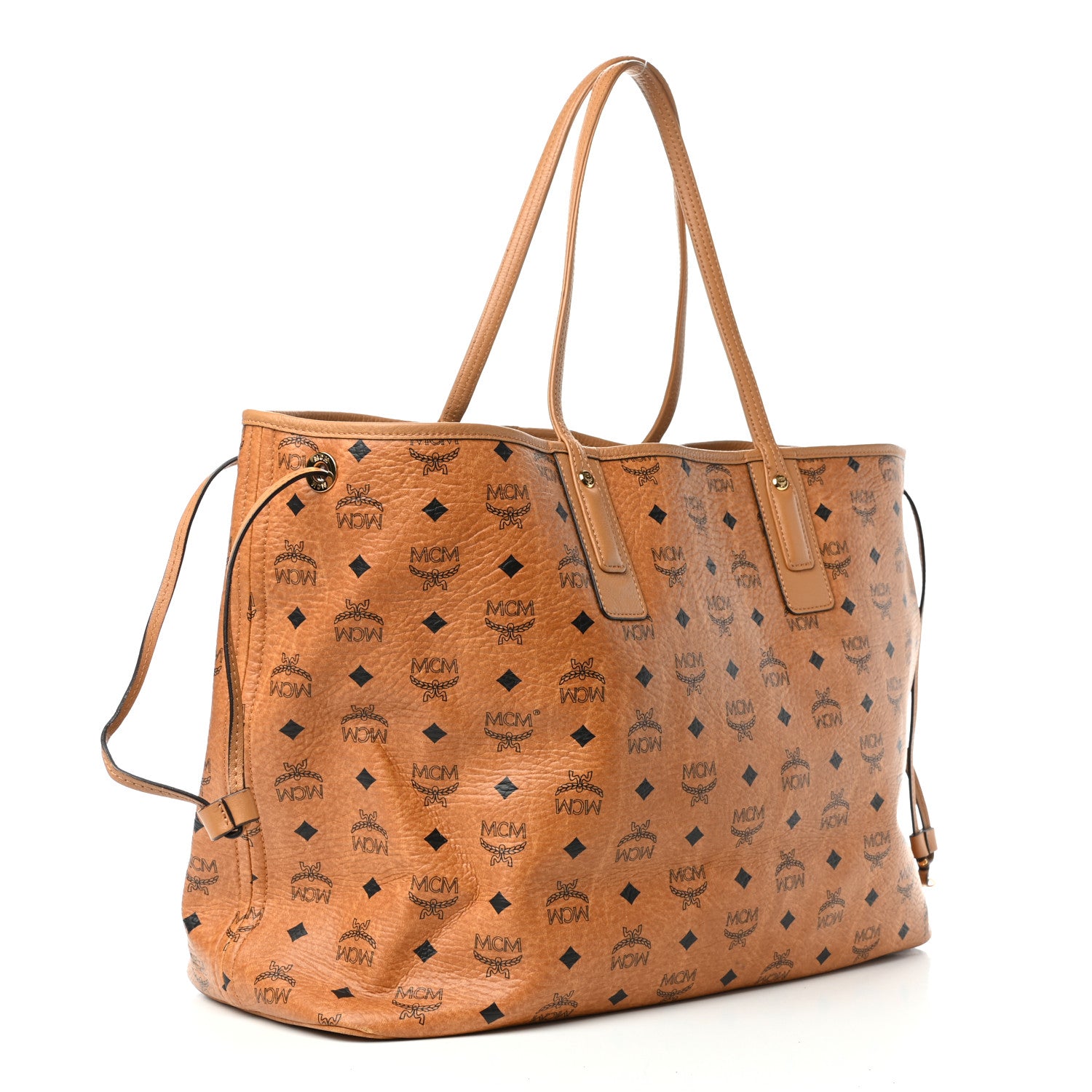 MCM Visetos Large Liz Reversible Shopper Tote Cognac 3 of 10