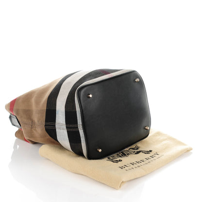 Burberry Canvas Mega Check Medium Susanna Hobo Black 4 of 8