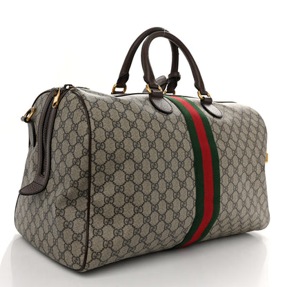 Gucci GG Supreme Monogram Textured Dollar Calfskin Web Medium Ophidia Carry-On Duffle Bag Beige Ebony New Acero 3 of 10