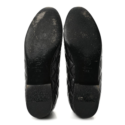 Chanel Aged Calfskin Quilted CC Cap Toe Ballerina Flats 37.5 Black 6 of 11